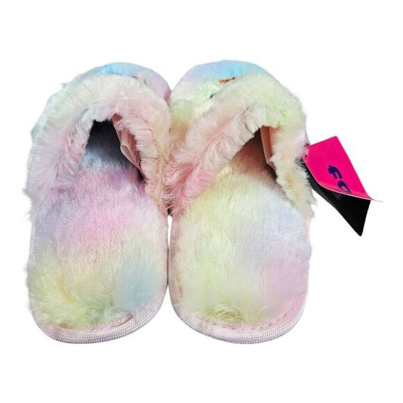 Chicago Bears NFL Kids SZ XL (7-8) Multi-Color Fluffy Slippers by FOCO NWT - Picture 3 of 7